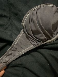 Lacy Grey Strapless Bra