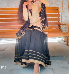 Stylish Gold Black Gharara With Jacket