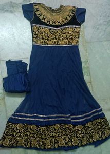 Elegant Blue &amp; Gold Anarkali
