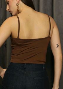 new Cute Brown Tie-Front Tank Top and inner wear