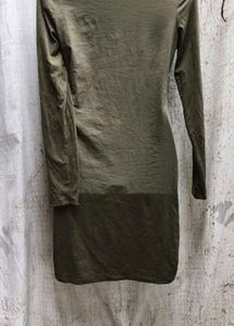 3138. Olive Green Long Sleeve Dress