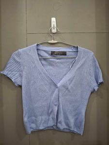 Cute Blue Cropped Cardigan