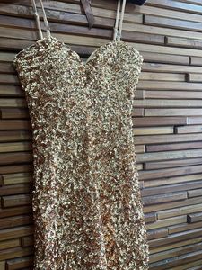 Gold Sequin Padded Mini Dress