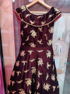 Women's Beautiful Velvet Gown (Brown Colour)