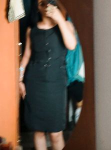 Classic belted button up Black dress