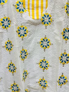 Cute Light Yellow White Kurti For Women