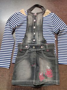 Peppermint Top With Denim Stylish Mini Skirt