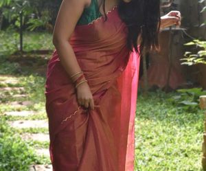 Tissue Silk Saree With Scallops Border