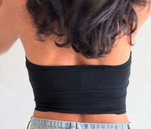 Black Halter Neck Cropped Top