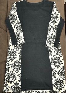 Patterned Black &amp; White Dress