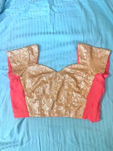 Beautiful Peach Saree With Sequence Blouse