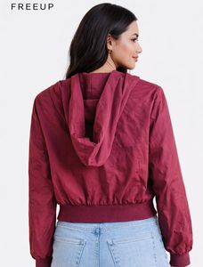 Burgundy Cropped Hoodie Jacket