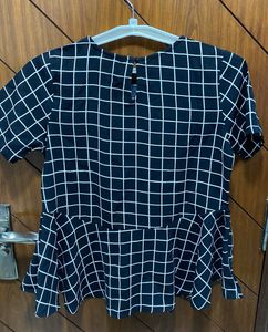 Checkered Peplum Top