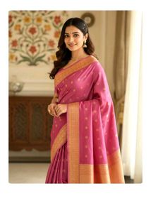 Elegant Pink pure Silk Saree