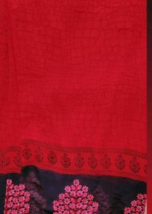 Red &amp; Black Floral Saree
