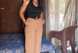Trendy Tan Wide-Leg Pants