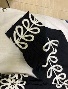 Black Floral Embroidered Top- XS Size