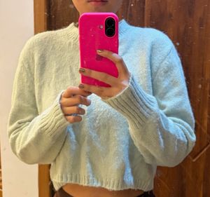 Mint Green Cropped Sweater