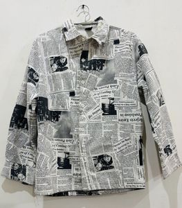Newspaper Print Button-Down Shirt