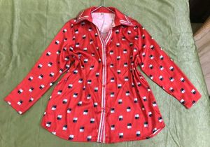Retro Red Patterned Shirt Size S-L