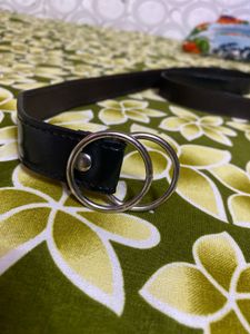 Black Leather Strap with Metal Rings