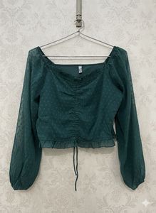 Chic Green Sheer Top