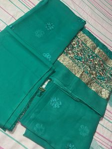 Green Embroidered unstitched Dress Material