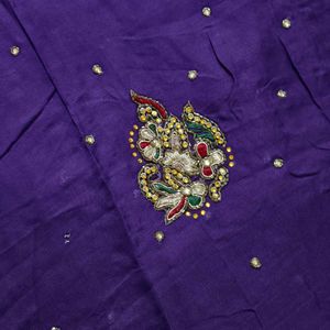 Purple Embroidered Heavy Work Saree