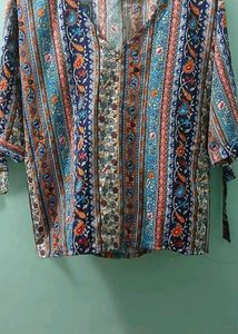 Boho Print V-Neck Top