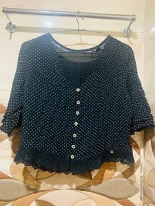 Polka Dot Black Top