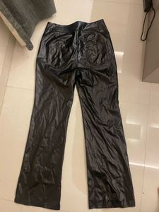 Black Faux Leather Flare Pants