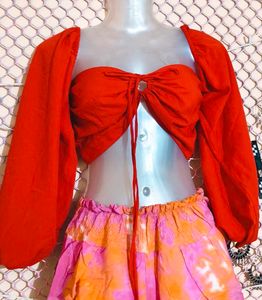 SizeS/M/L🎁Buy 2 Get 1 Free 🎁 Red Tie-Front Top