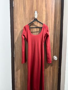 Red Long Sleeve Maxi Dress