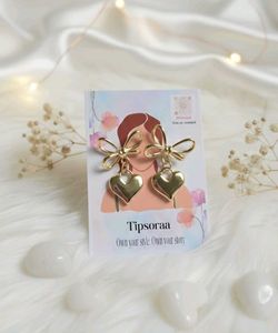 Bow &amp; Heart Gold Earrings(TP-NE-27)