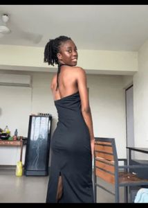 Black Floral Halter Dress