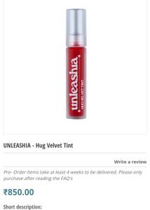 Korean Brand Unleashia hug velvet tint