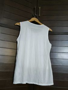 Women White Abstract Prints Casual Tank Top