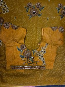 Embroidered Mustard Saree