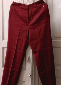 Maroon Straight Trousers