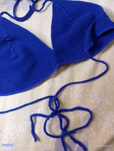 Blue Crochet Halter Top