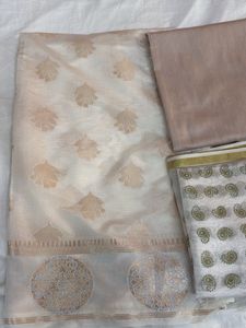Banarasi White Zari Suit