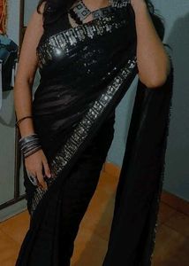 Black Sequin Saree