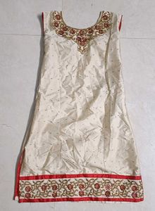 elegant red and creame kurta set