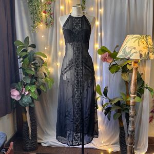 Sheer Black Halter Maxi Dress