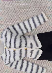 Striped Faux Fur Jacket