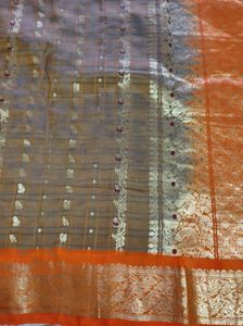 Elegant Orange &amp; Grey Saree