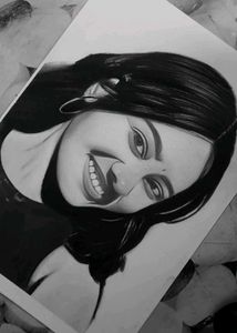 Charcoal Portrait of Smiling Woman