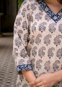 Printed White  Short Kurti