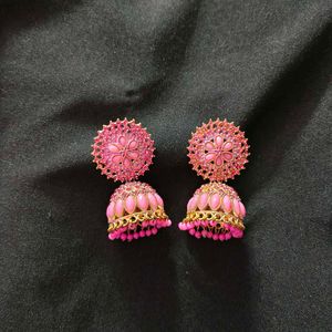 Pink Ethnic Earrings