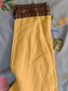 Yellow Kurti with Gold Detail